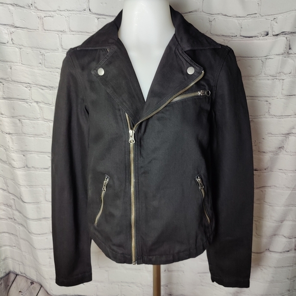 Able Denim The Moto Jacket Black Size XS NWT - Picture 7 of 10